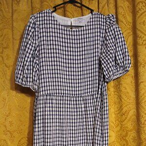 Large navy and white gingham dress